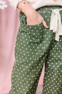 Olive Polka Dot Pants