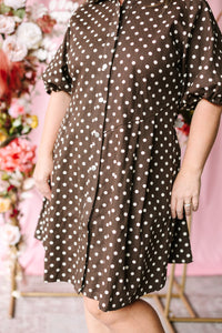 Brown Polka Dot Mini Dress
