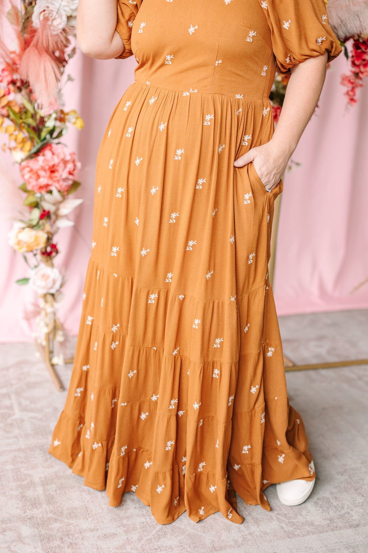 Embroidered Tiered Maxi Dress