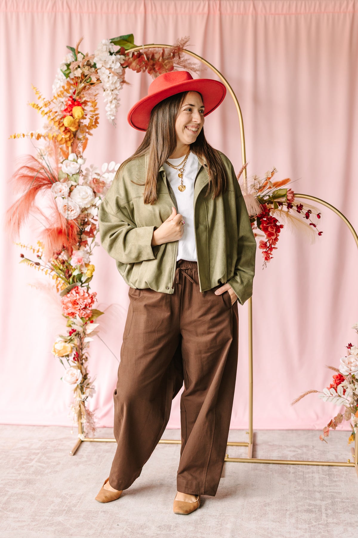 Olive Faux Suede Bomber Jacket