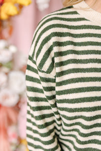 Hunter Green Striped Cardigan