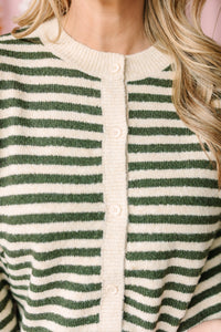 Hunter Green Striped Cardigan