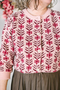 Pink Floral Cardigan