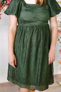 Olive Embroidered Chiffon Dress