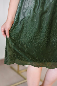 Olive Embroidered Chiffon Dress