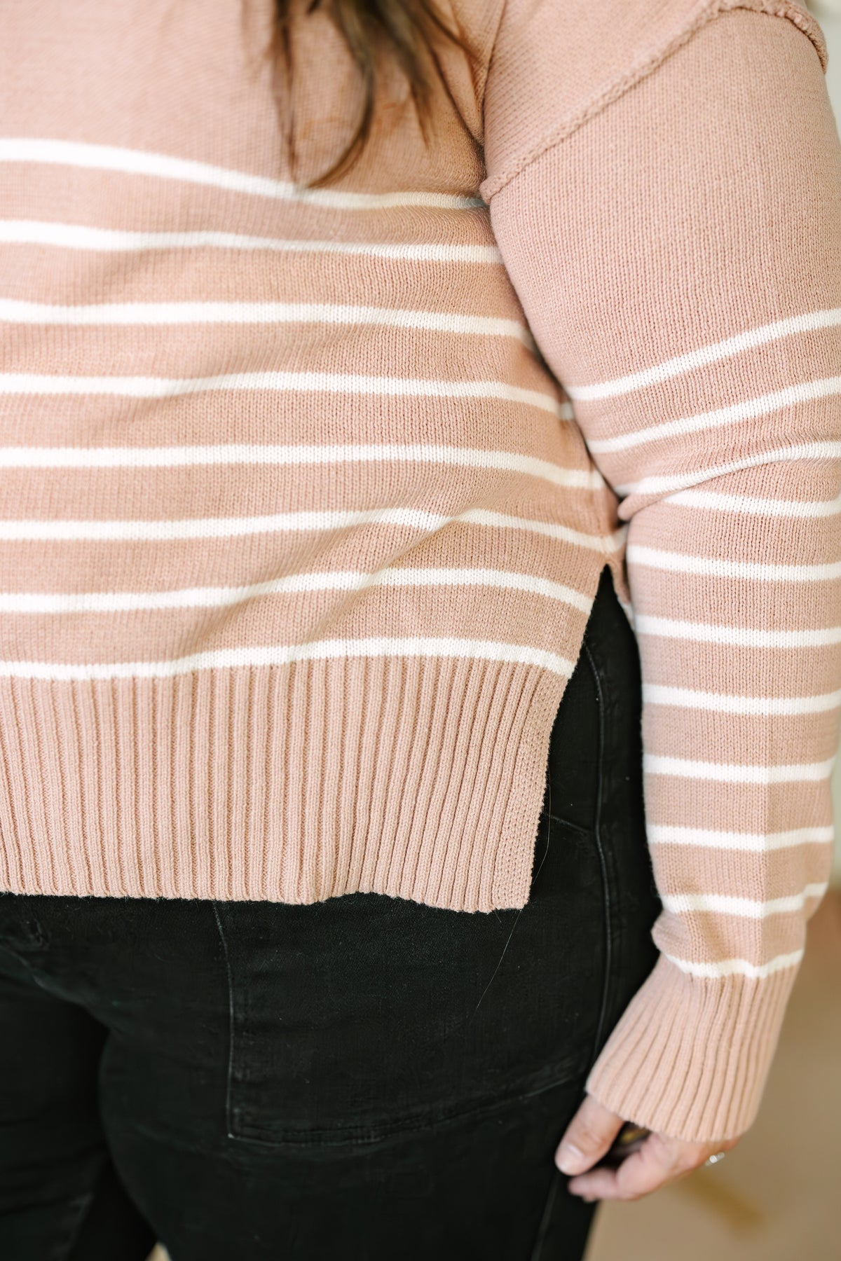 Blush Knit Striped Sweater