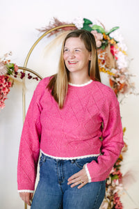 Berry Pink Cable Knit Sweater