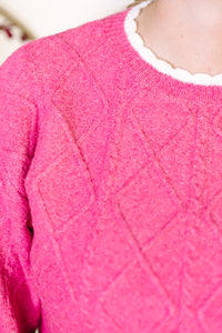 Berry Pink Cable Knit Sweater