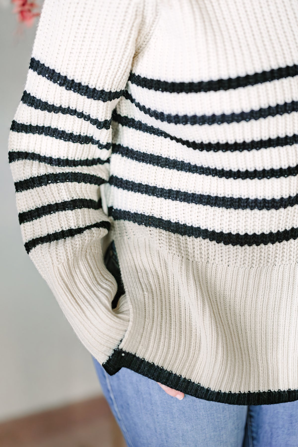 Stripe Turtleneck Sweater