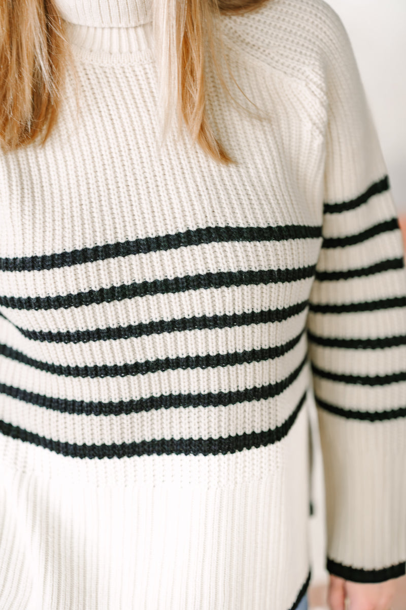 Stripe Turtleneck Sweater