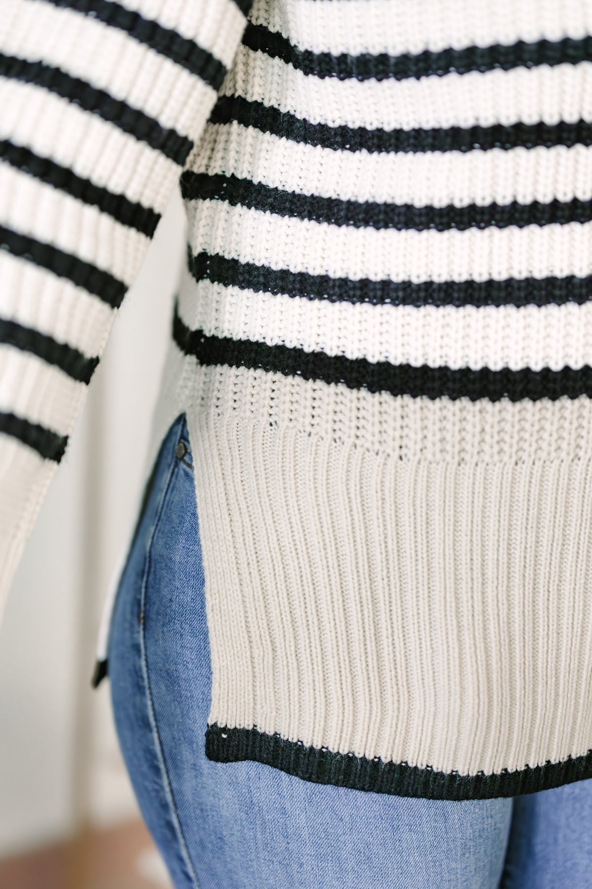 Stripe Turtleneck Sweater