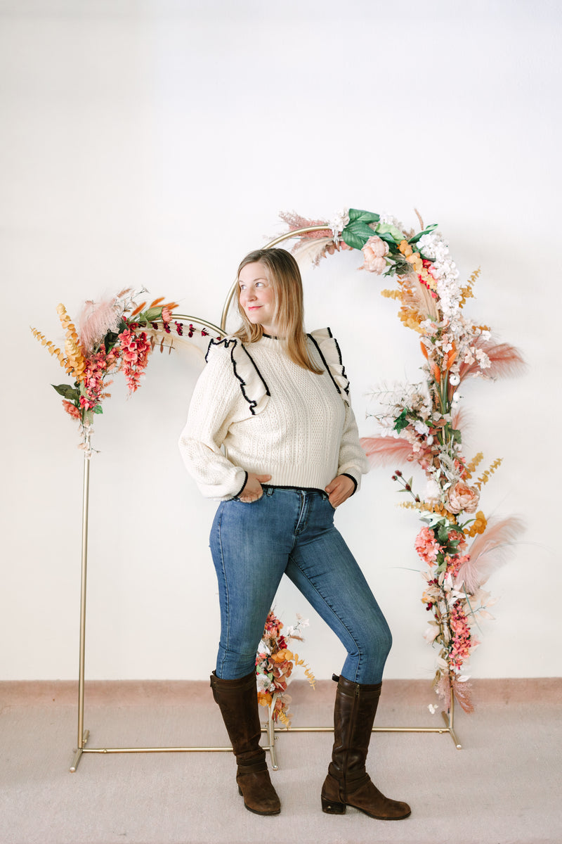 Cream Ruffle Sweater