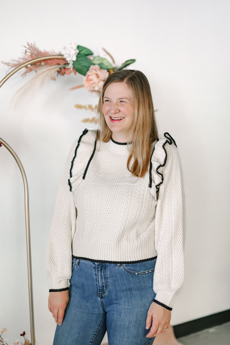 Cream Ruffle Sweater