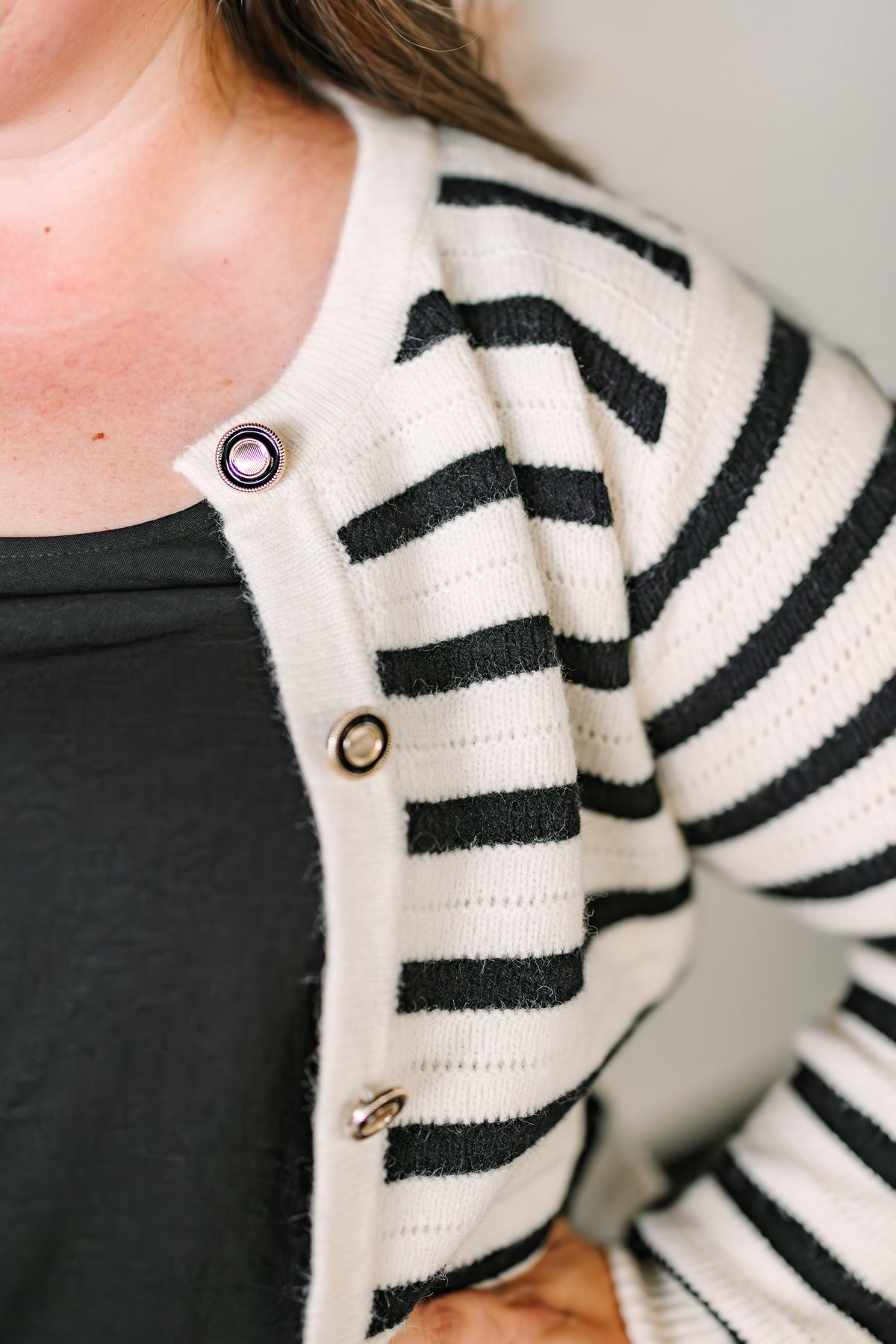 Black Stripe Knit Cardigan