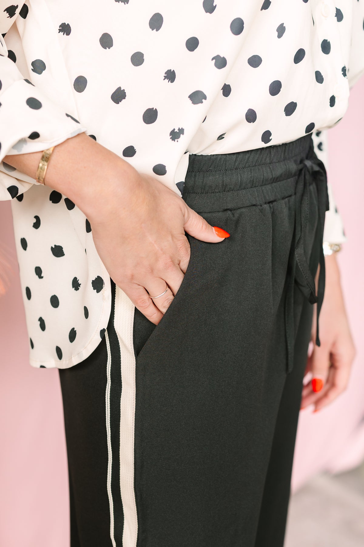 Black Striped Track Pants