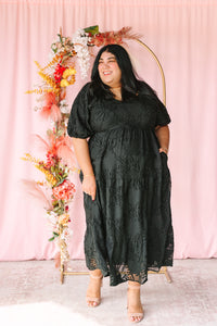 Tiered Puff Sleeve Midi Dress