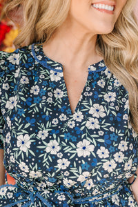 Navy Floral Midi Dress