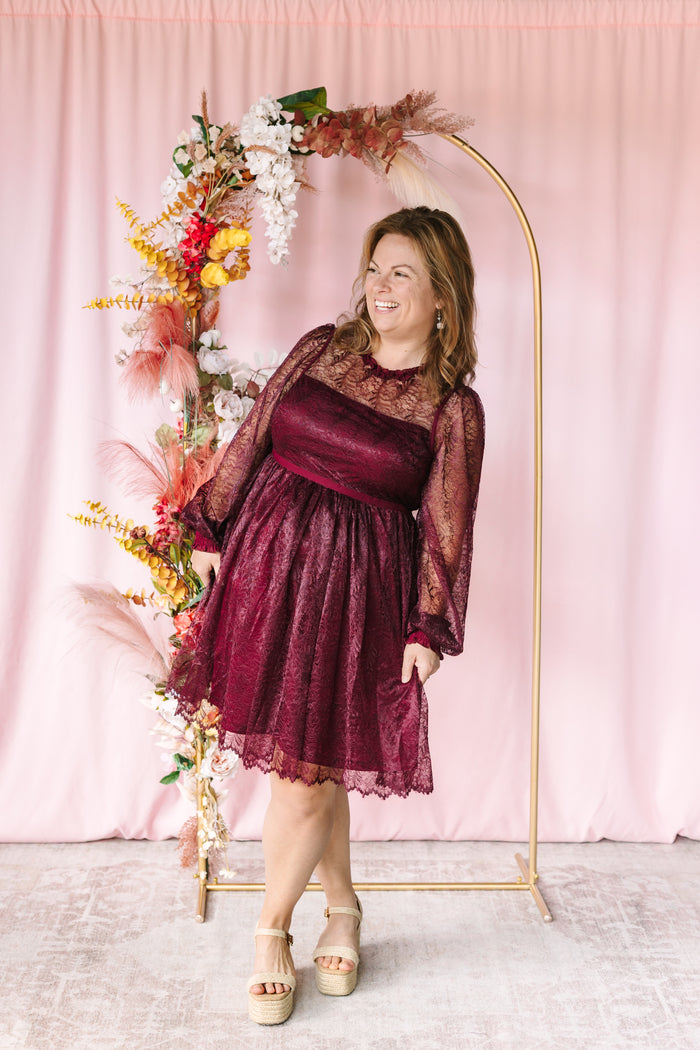 Merlot Lace Mini Dress