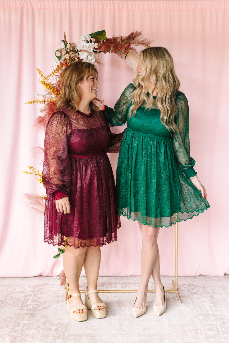 Merlot Lace Mini Dress Small