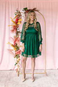 Emerald Lace Mini Dress