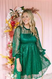 Emerald Lace Mini Dress