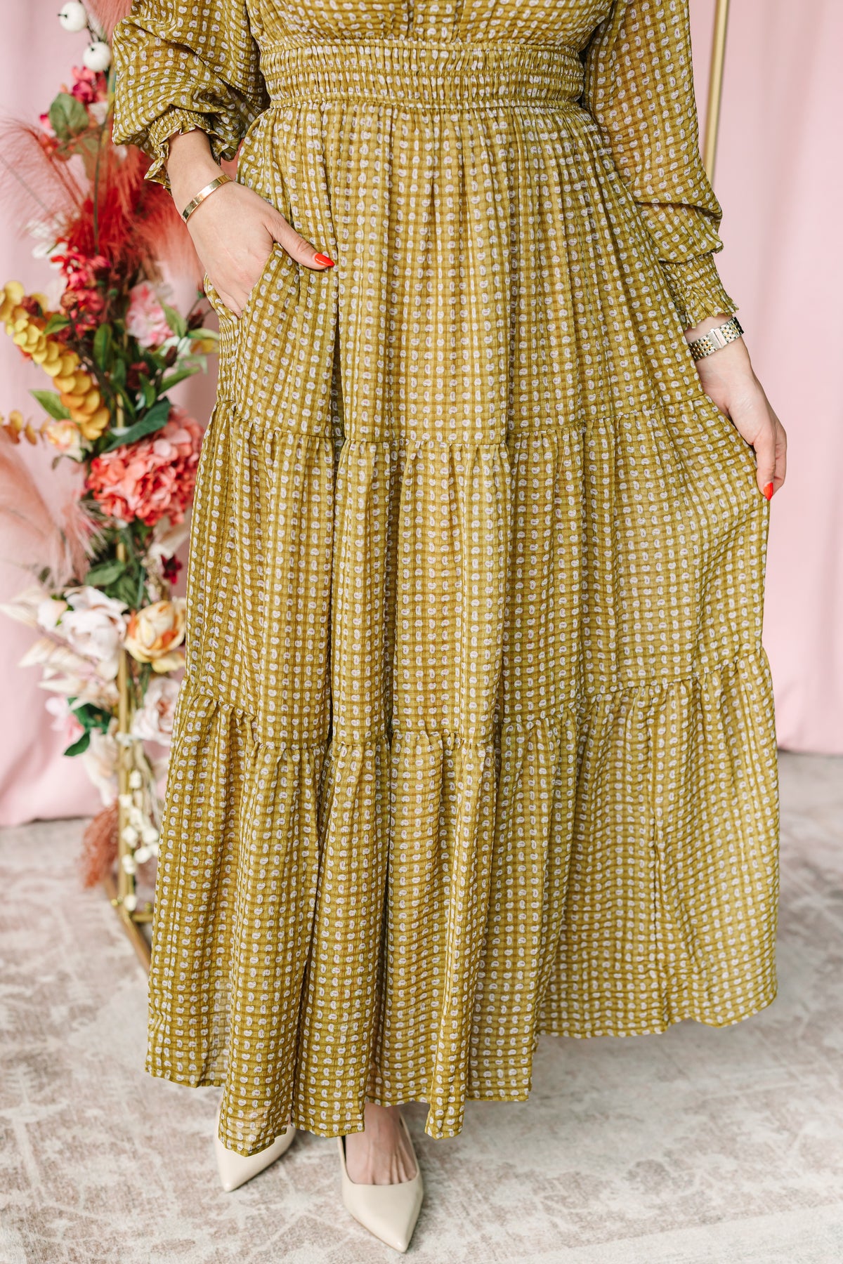 Medallion Notched Collar Maxi Dress