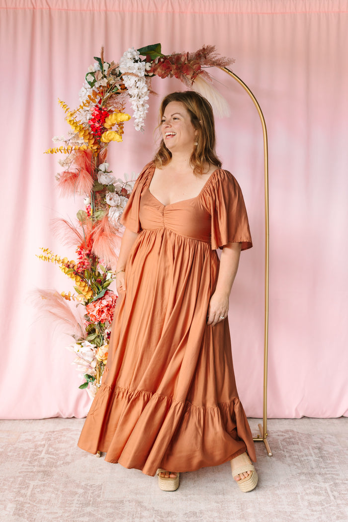 Auburn Smocked Midi Dress