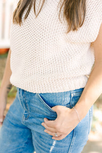 Cream Mock Neck Sweater