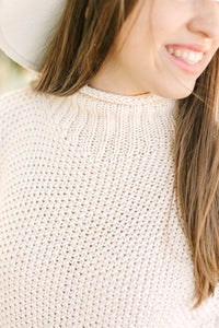 Cream Mock Neck Sweater