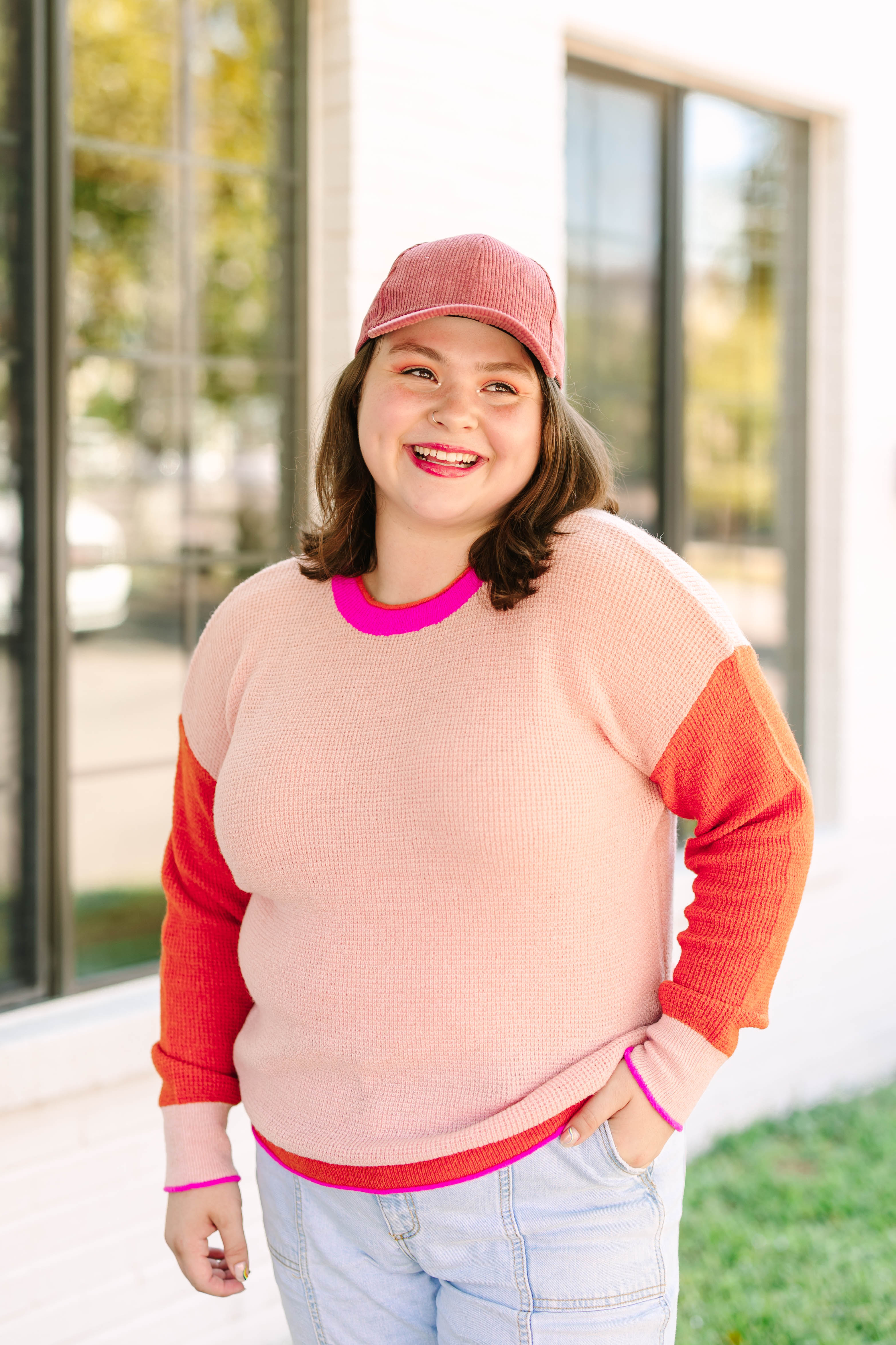 Plus size color hot sale block sweater