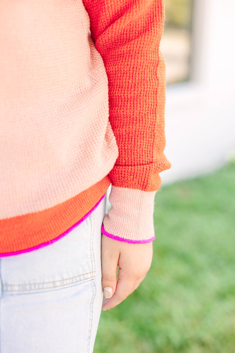 Pink Multi Color Block Sweater