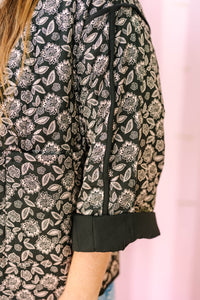 Black Quilted Print Jacket