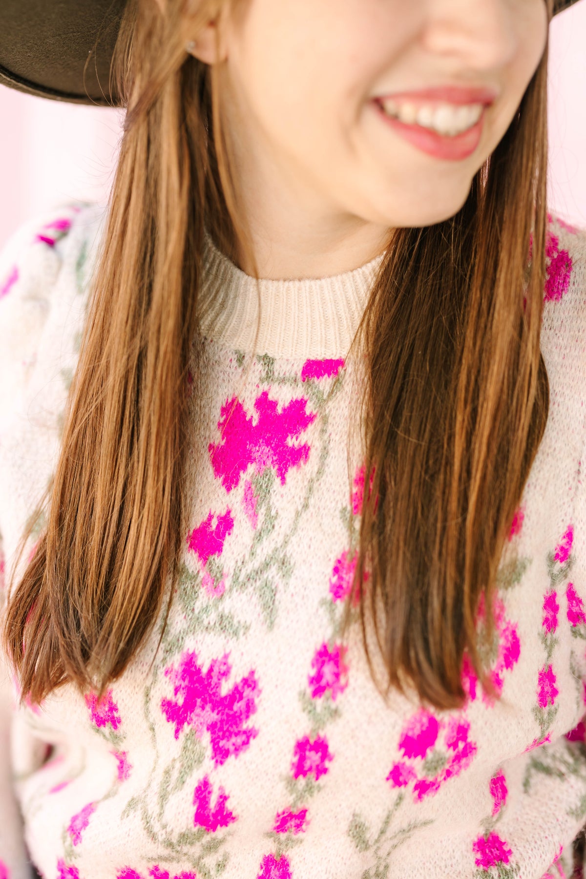 Floral Print Contrast Sweater