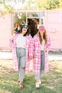 Pink Brushed Plaid Coat