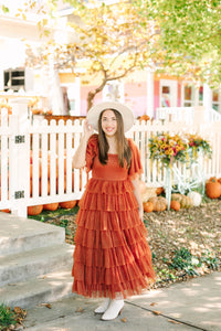 Caramel Tiered Mesh Dress