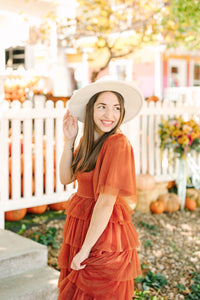 Caramel Tiered Mesh Dress