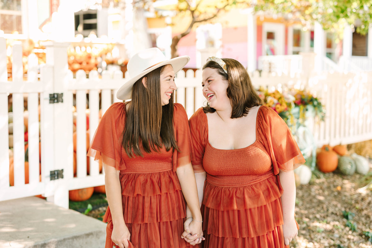 Caramel Tiered Mesh Dress