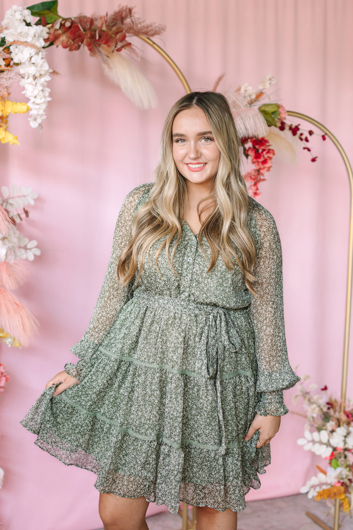 Olive Floral Mini Dress