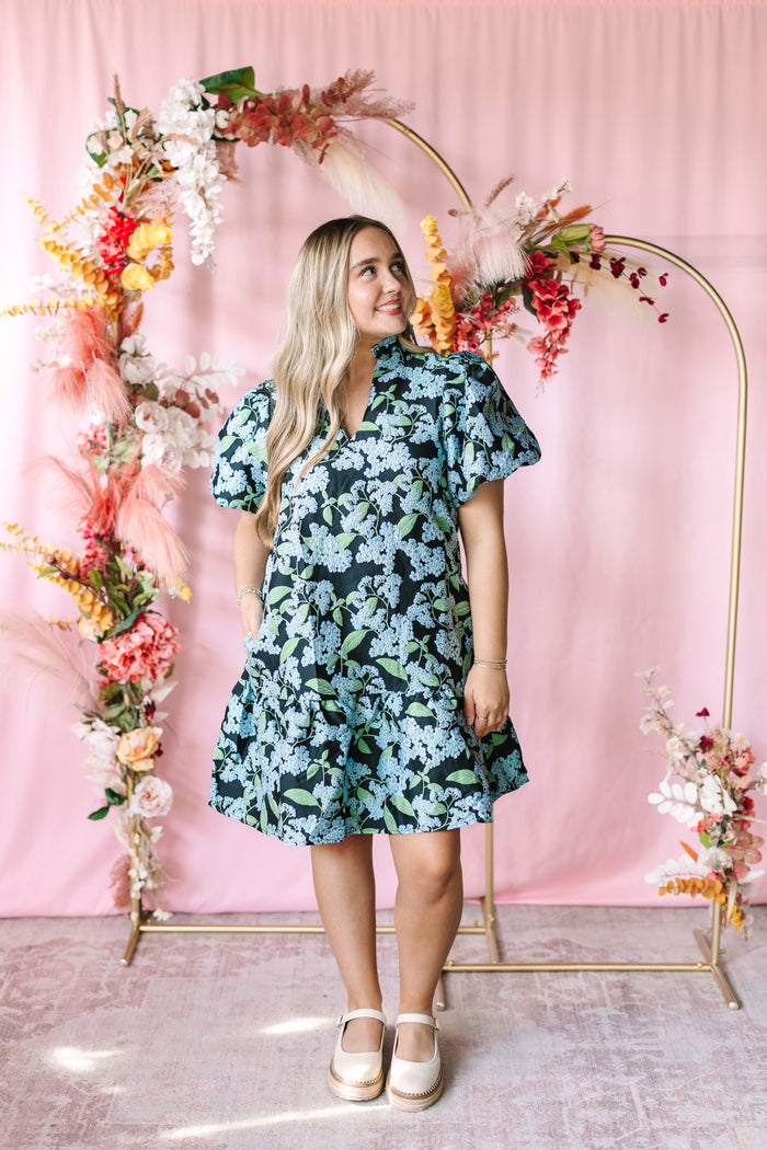 Floral Jacquard Mini Dress