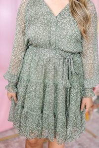 Olive Floral Mini Dress