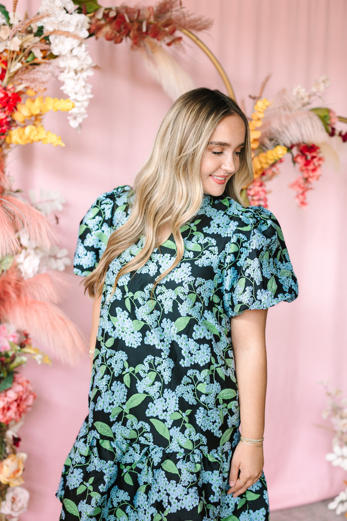 Floral Jacquard Mini Dress