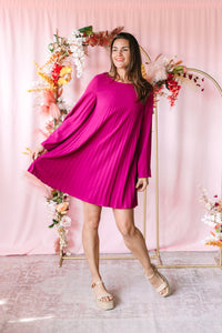 Berry Pleated Dress