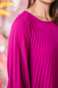 Berry Pleated Dress