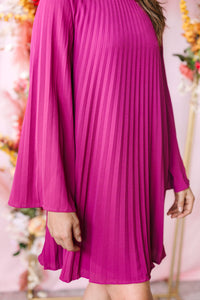 Berry Pleated Dress