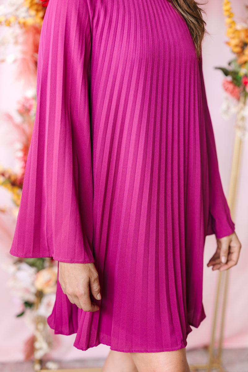 Berry Pleated Dress