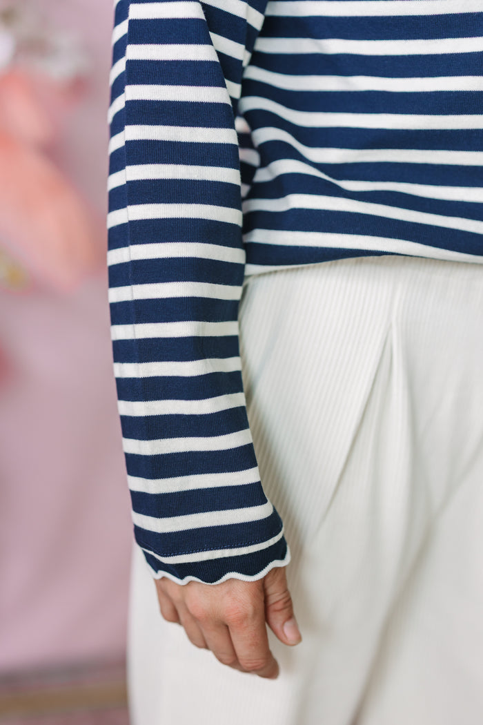 Navy Stripe Long Sleeve Top