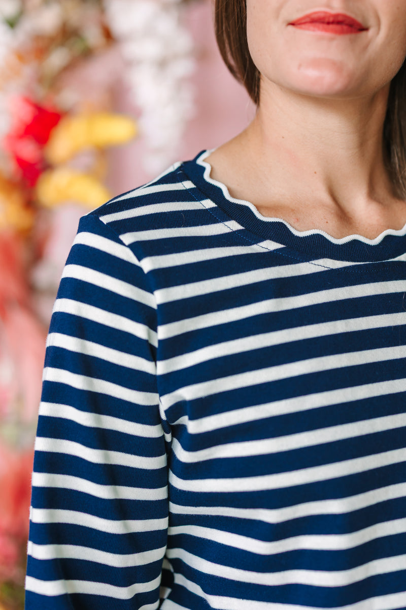 Navy Stripe Long Sleeve Top