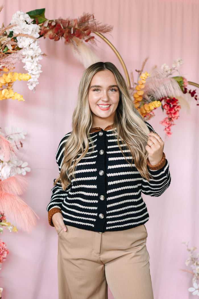 Stripe Button Up Cardigan