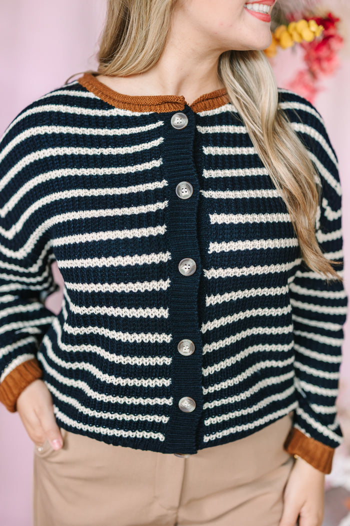Stripe Button Up Cardigan