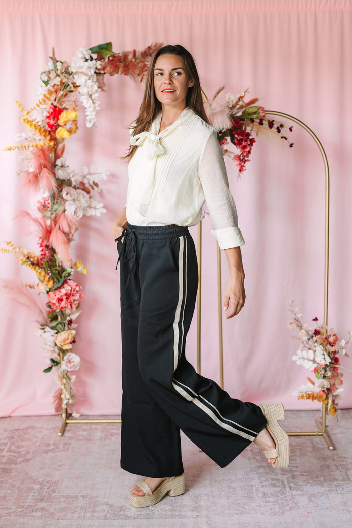 Black Striped Track Pants